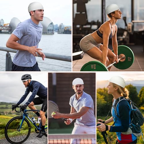 Image of 9 Pcs Skull Cap, Sweat Wicking Cooling Helmet Liner, Lightweight Breathable Cycling Beanie for Men Women