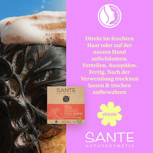 SANTE Naturkosmetik Festes Shampoo für trockenes Haar, Vegane Formel mit Bio-Aloe Vera und Mango, Festes Feuchtigkeits-Shampoo, 1 x 60 g