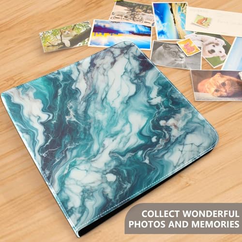 Álbum de fotos autoadhesivo Turquesa Azul Mármol Scrapbook DIY con anillas 3 argollas, 40 páginas, 8x10 para recuerdos miniatura 5