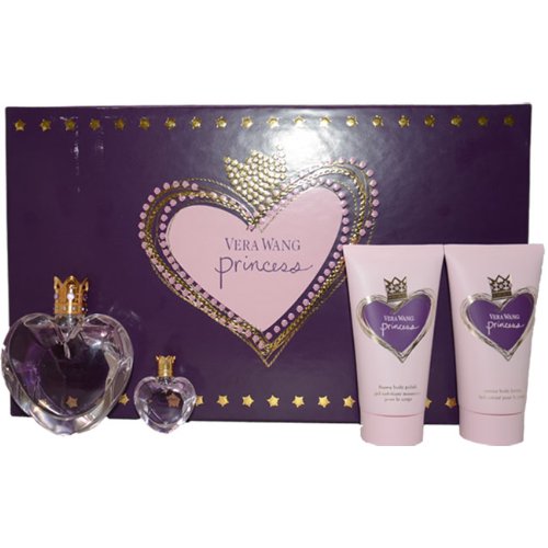 Vera Wang Princess By Vera Wang 4 Piece Set: 1.7oz EDT Spray+2.5 Oz Satiny Body Lotion+ 2.5 Oz Foamy Body Polish+ 0.13 Oz/4ml Parfum