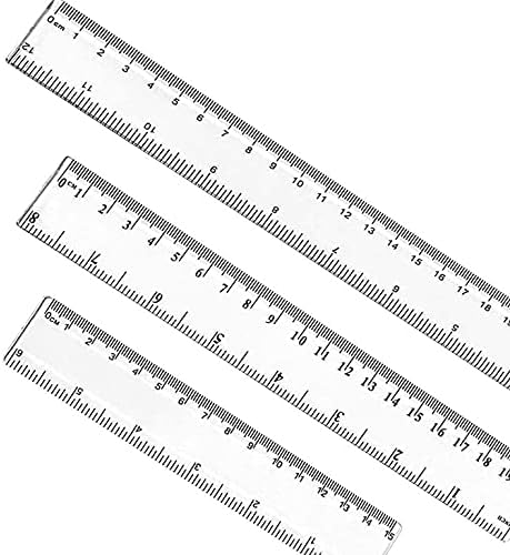 3 Pcs Ruler, 6/8/12 Inch Clear Rulers Plastic Transparent Ruler Shatterproof Metric Rulers with Centimeters Straight Rulers for Kids College Students School Stationery Office Supplies
