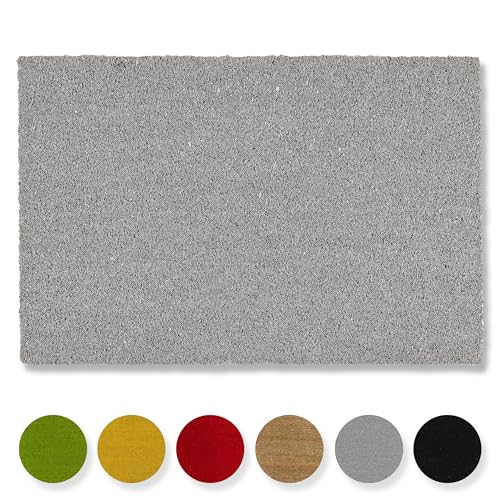 Carpido Tapis de Coco antidérapant - 40 x 60 cm Gris - Fibre Naturelle Durable pour l'extérieur Couvert - Tapis de Sol 100% Coco - Tapis de Porte...