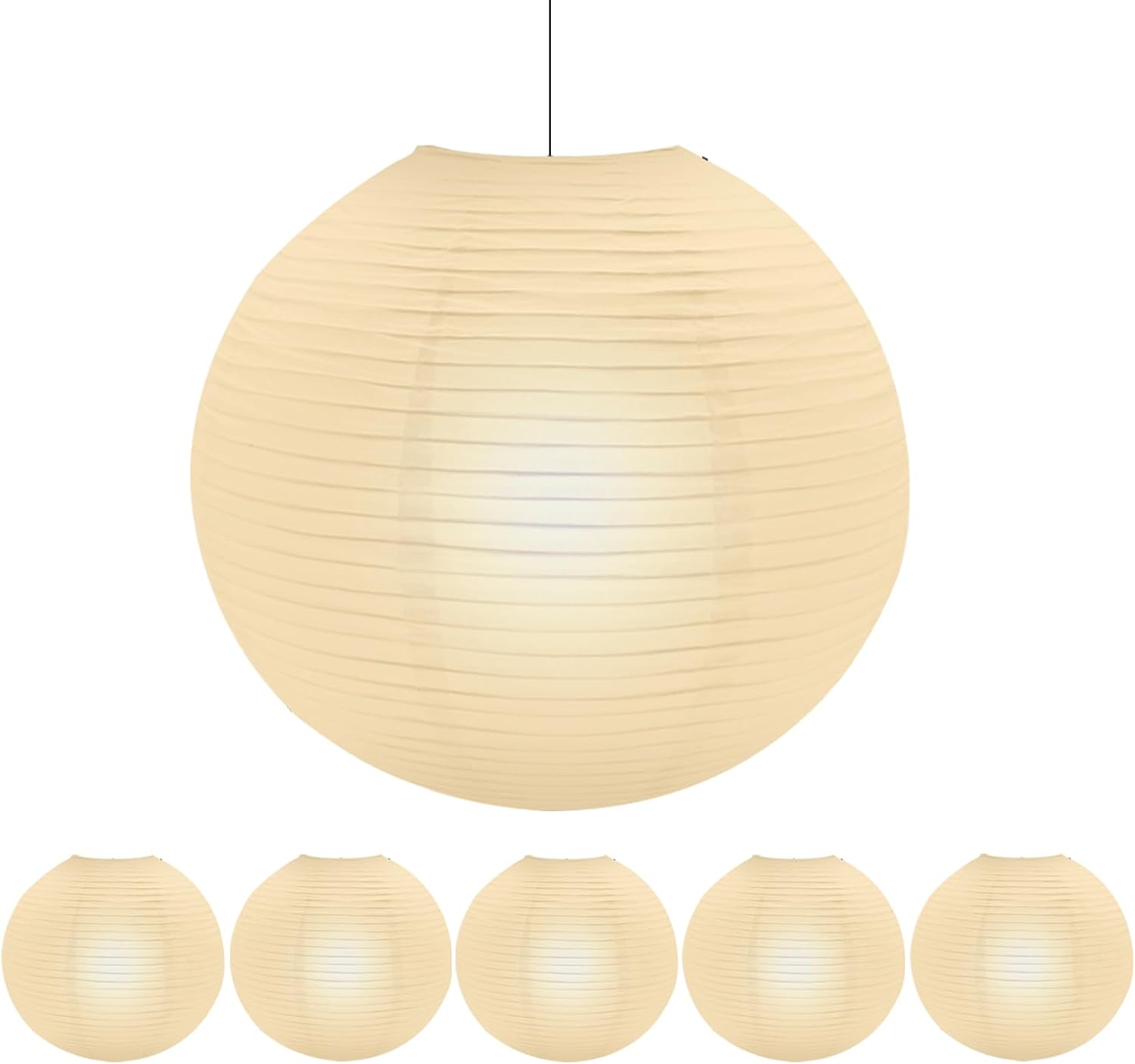 6 PCS White Paper Lantern Lamp, 12'' Chinese Paper Lantern Pendant Light Shade, Round Lampshade for Living Room, Bedroom, Ceiling Lampshade Party Decor
