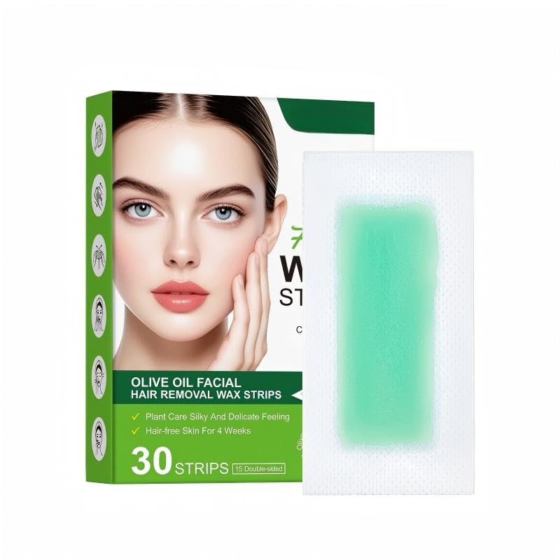 Hair Removal Wax Strips - 30 PCS Cuttable Face Upper Lip Eyebrow Chin Waxing Hair Remover Kit
