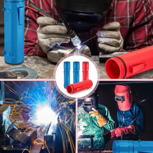 Image of Zonon 4 Pcs Welding Rod Storage Tube 14 Inch Tig Rod Holder, Red, Blue