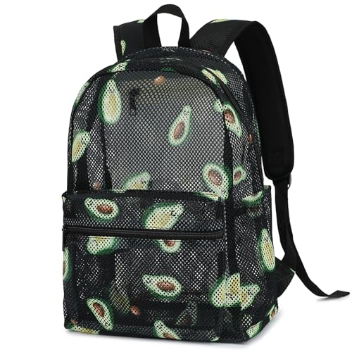 Fuyicat Mochila de malha para mulheres e meninas, bolsa escolar semitransparente, bolsa transparente para crianças e adultos, Abacate, Moderno