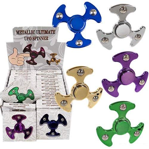 iGifts Inc. UFO Fidget Spinner Metallic Assorted Colors Bulk (Pack of 24)