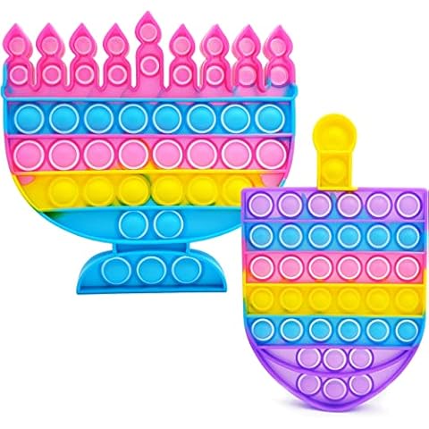 The Dreidel Company Hanukkah Poppit - Pop Fidget Toy Dreidel Menorah Popper Set (Menorah & Dreidel Set) Cover