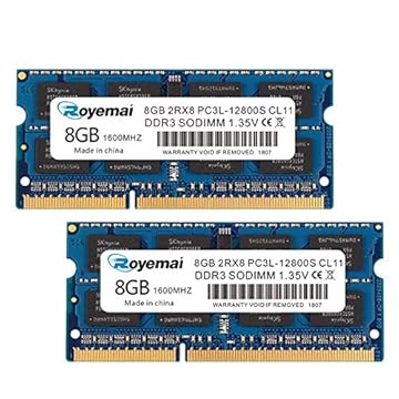 Kit Royemai DDR3 16 GB (2 x 8 GB) PC3L-1600MHz 2Rx8 Memória RAM para MacBook Pro início/meio/final de 2011, 2012, 2013, 2014, 2015 MacBook Pro, iMac, Mac Mini