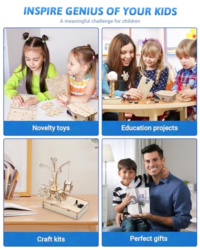 Image of Poraxy - STEM Kits for Kids 8-10-12 Years, 5 Wooden 3D Puzzle Games, Construction Projects, Educational Experiments, Toys for Ages 8-13 Years, Gifts