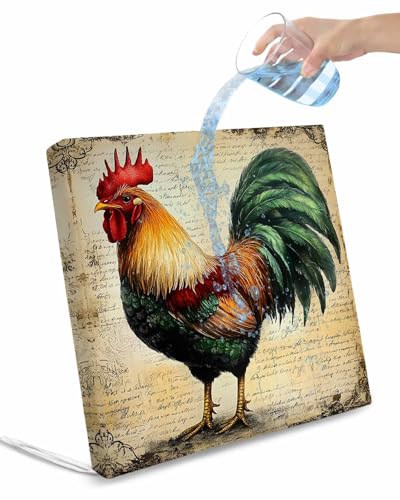 Hokiten Vintage Rooster Outdoor Cushion Chair Cover Set of 2 - Waterproof Couch Seat Covers, Retro Farmhouse Country Animal Patio Furniture Protector Cushions Slipcovers for Sofa/RV, 22