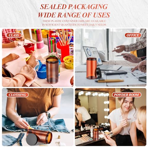 Image of Patelai 4 Pcs Plastic Jars Wide Mouth with Lids,32 Ounce,Amber | Travel Size for Creams Oils, Clear Round Storage Cosmetics Containers, Leak Proof Screw on Lids for Makeup Beauty DIY