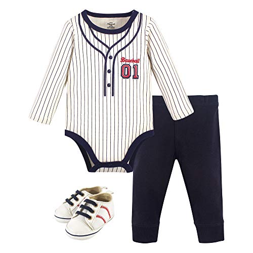 Image of Little Treasure Unisex Baby Cotton Bodysuit, Pant and Shoe Set