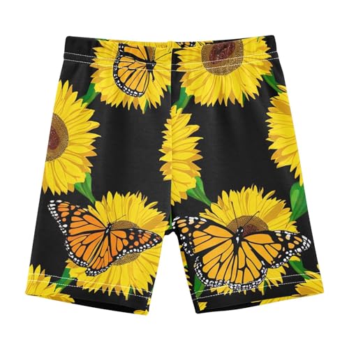 Cotton Under Dress Shorts Funny Vibrant Sunflowers Butterfly Black Toddler Girl Biker Shorts 4t Dance Clothes