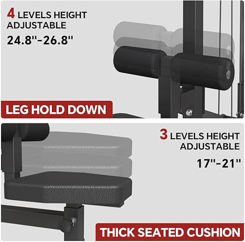 Miniatura 3 de SPART Máquina de cable de alimentación LAT, máquina de cable de fila LAT ajustable y LAT con estaciones de polea alta y baja, máquina de pesas de