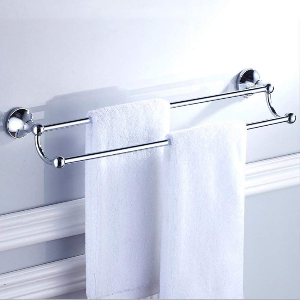 Double porte-serviettes rétro pour salle de bain - 60 cm - Double couche - En laiton (chromé)