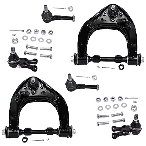 Image of Detroit Axle - 6pc Front End Control Arms Kit for 1994-2000 Mitsubishi Montero, 1997-2004 Montero Sport, 2 Upper Control Arms w /Ball Joints 2 Lower Ball Joints 2 Outer Tie Rods 1998 1999 Replacement