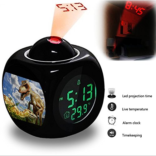 Projection Alarm Clock Wake Up Bedroom with Data and Temperature Display Talking Function