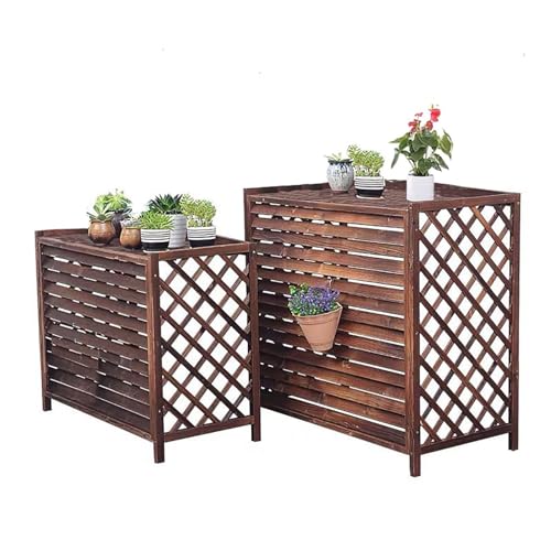 Pantalla De Valla De Aire Acondicionado Estante De Flores De Madera Maciza Cubierta Protectora De Condensador Exterior Cubierta De Aire Acondicionado De Madera para Unidades Exteriores, Persianas