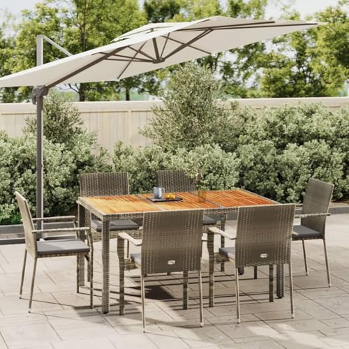 Gecheer Set de Salle à Manger de Jardin en Résine Tressée, Coussins Gris Foncé, Design Modulaire, Acier Enduit de Poudre - Gris Modèle LYKZJ-3184996FR
