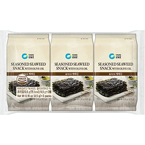 Chung Jung One Snack De Algas Con Aceite De Maíz 1 Paquete De 13,5 Gramos / Calidad Premium De Corea Del Sur / Ideal Como Snack 200 g