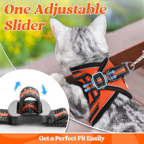 Image of rabbitgoo Cat Harness and Leash Set, Step-in Soft Vest, Orange