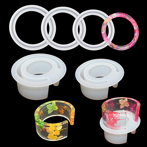 WeiMeet 6 Pieces Larger Resin Casting Molds Bracelet Casting Molds Bangle Mold C Font Bracelet Mold Open Cuff Casting Molds for Jewelry Making