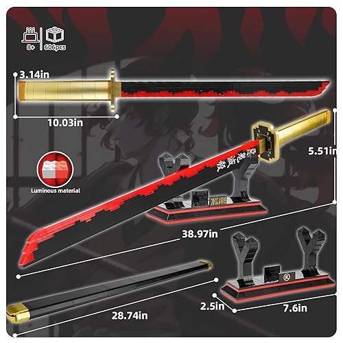 Image of TOY PLAYER Demon Sword Toy Building Set, 606 Pcs Toy Building Set Toy Compatible with Lego Anime, Katana Building Set, Gift for Anime Fans