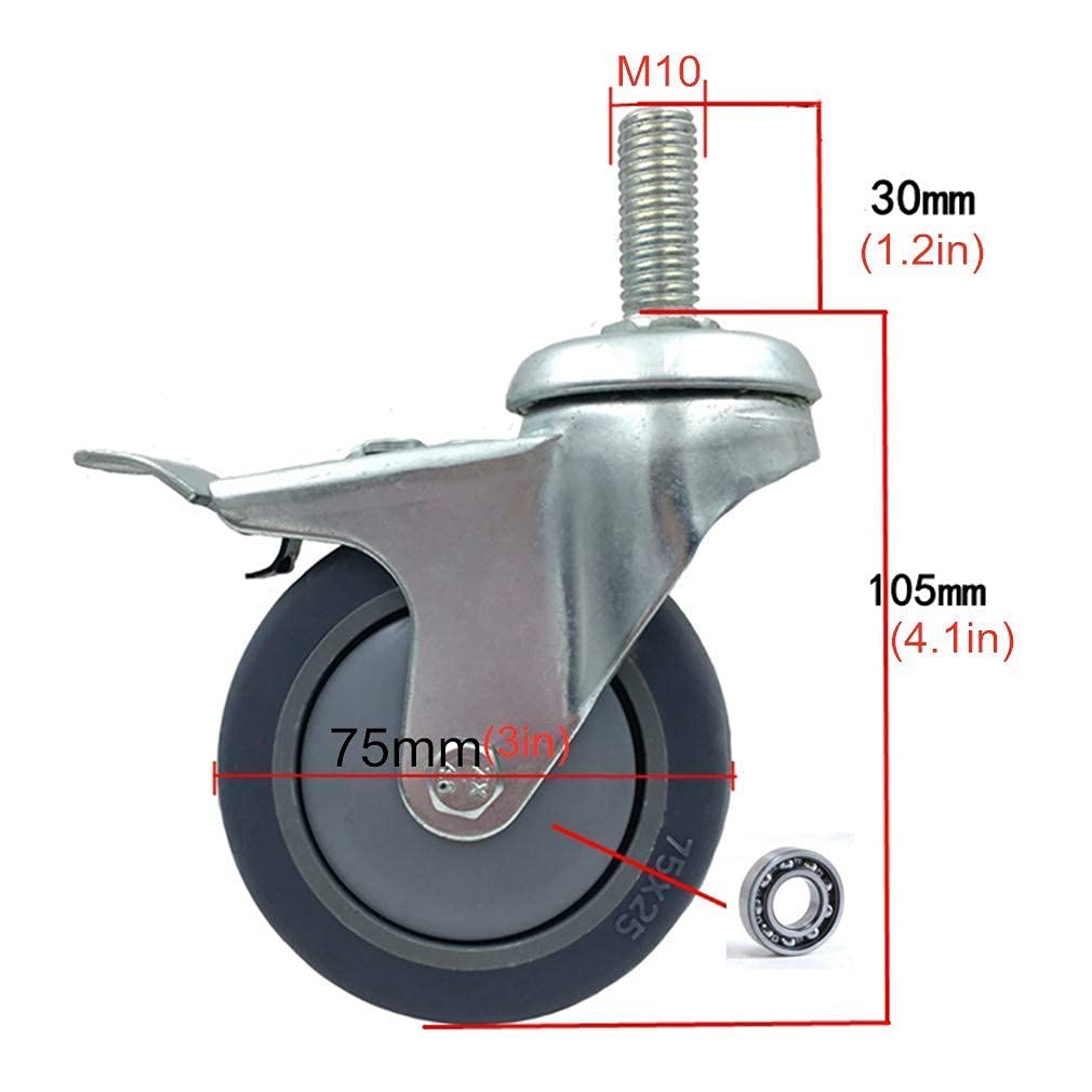 Ruedas giratorias Ruedas giratorias Ruedas giratorias de 2 pulgadas con bloqueo doble de seguridad, ruedas giratorias pequeñas de 50 mm, ruedas giratorias para muebles para cama, con soporte en forma
