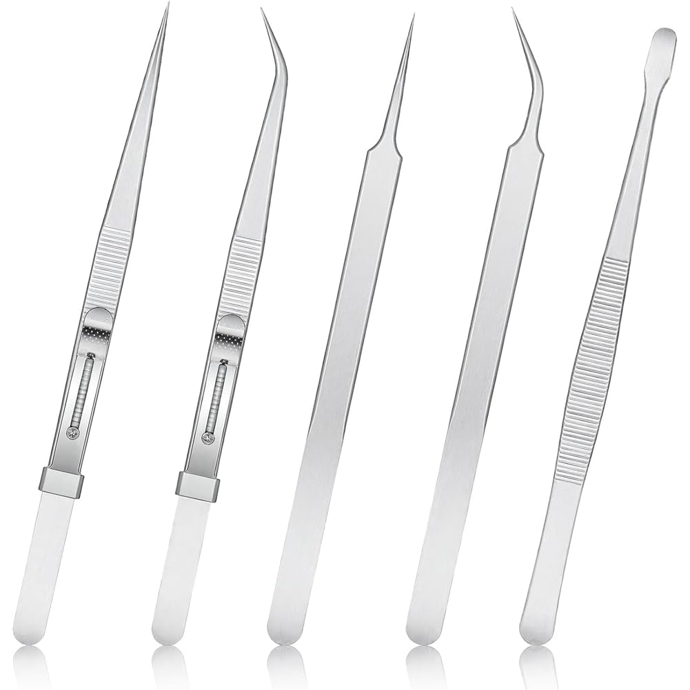 Jnchdghwa Tweezers Set, Soldering Tweezers Curved Long Thin for Electronics for Craft, Jewelry Making