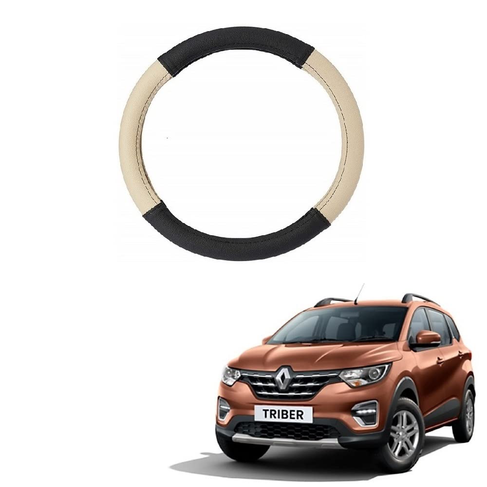 Car Steering Wheel Cover Black/Beige Colour Suitable for Renault Triber-image-43