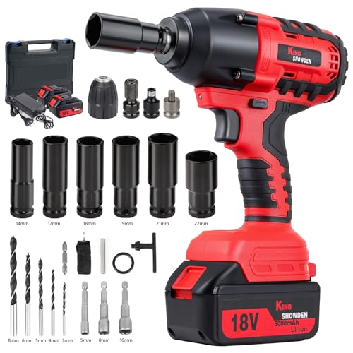 Drytuns Cordless Impact Wrench, 1/2' 18V 1500Nm 4 in 1 Brushless Power Drill Driver Screwdriver Kit