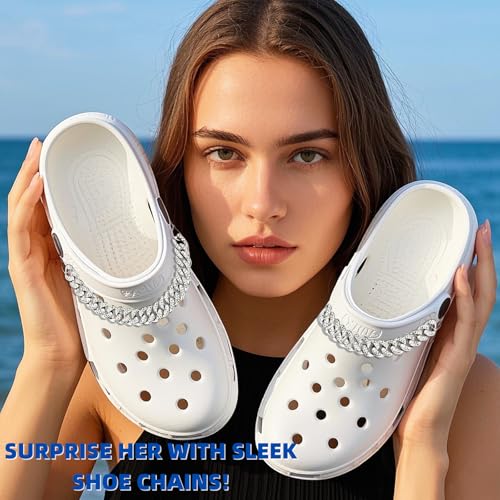 Image of Bling Shoe Chains For Adults Women Men Teens Girls Boys, Rhinestone Chain Shoe Charms For Clog Sandals,Shoe Decoration Accessories For Birthday Gifts Party Favors