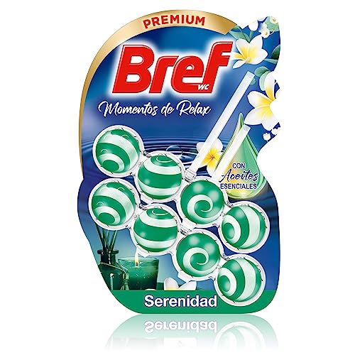 Bref Momentos de Relax Serenidad Cesta WC (100g). Limpiador de Tazas de Inodoro con Aceites Esenciales, colgador WC con aroma relajante y duradero