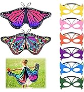 9 Pieces Kids Butterfly Costume Fairy Butterfly Wings Masquerade Masks Halloween Girls Dress Up P...