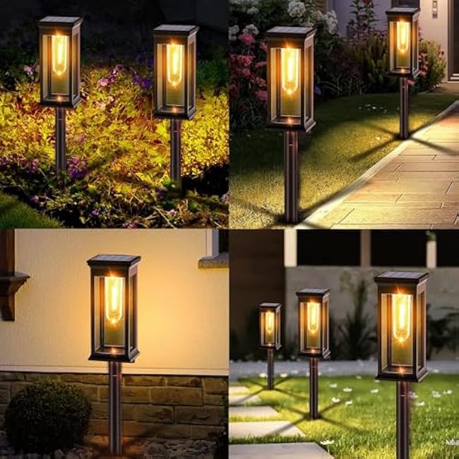Amzxart 8 Pack Solar Pathway Lights,Bright Solar Outdoor Lights Waterproof,Auto-on/Off Pathway Light Solar Powered for Lawn Yard Patio Garden Outdoor Decoration