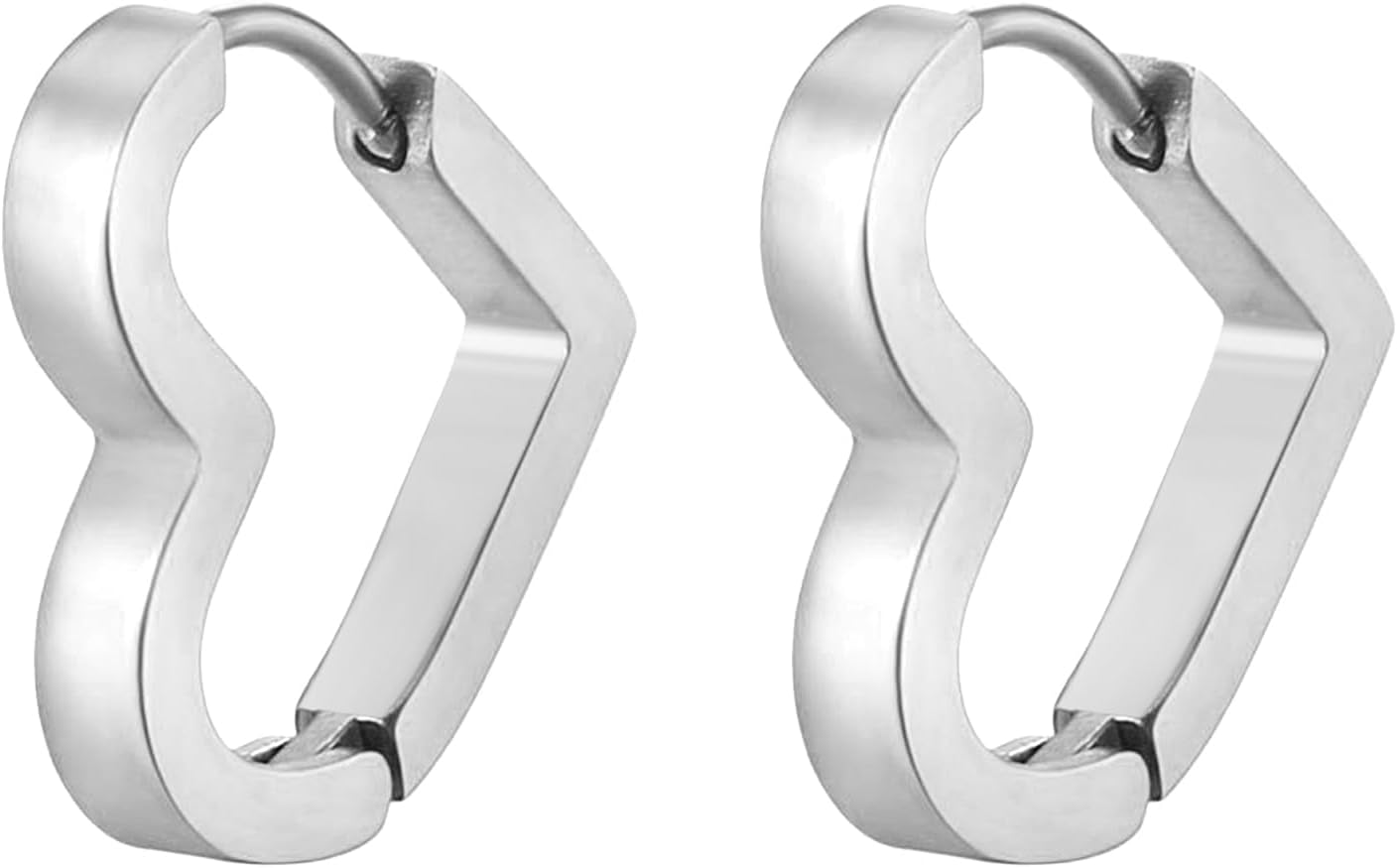 JewelryWe Sieraden heren oorbellen, roestvrij staal, glanzend gepolijste creolen, oorstekers, blauw zwart goud zilver, roestvrij staal, geen steen