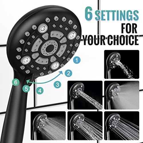 Image of SR SUN RISE Shower Faucet - 16 Inch Multifunctional High Pressure Shower Head System with Handheld Shower Head Fixtures - Valve Included - Matte Black