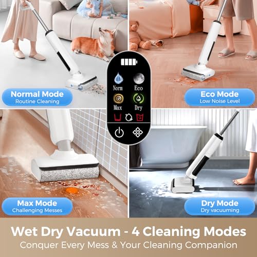 Image of Wet Dry Vacuum Mop - Self-Cleaning Floor Washer with 180Lie-Flat & 0 Hair Tangle, Self-Propelled Edge Cleaning, 60Min Runtime, Designed for Pet Hair, Kids' Spills & Daily Household Cleaning