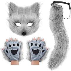 1 Set: Mask + Paw Gloves + Tail (Grey)