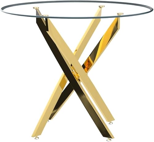 Miniatura 12 de Mesa de comedor de cristal de 51 pulgadas para 4, mesa de comedor rectangular contemporánea con parte superior de vidrio templado y patas de acero