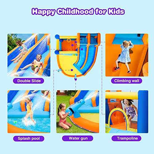 JOYLDIAS Inflatable Water Slide Bounce House,Giant Water Park, Double Slide Bouncer Castle w/Splash Pool, Jump Area, Climbing Wall, 550W Air Blower for Kids Backyard Indoor Outdoor Use,Free Water Gun by JOYLDIAS - Image 4