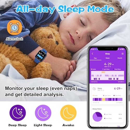 Image of Smart Watch for Kids, 1.85 inch Fitness Tracker with Heart Rate, Sleep Monitor, IP68 Waterproof Smartwatches with Video Camera Music Player, Pedometer, Game, SOS Button, NO APP /Phone, Gift for Boys Girls.