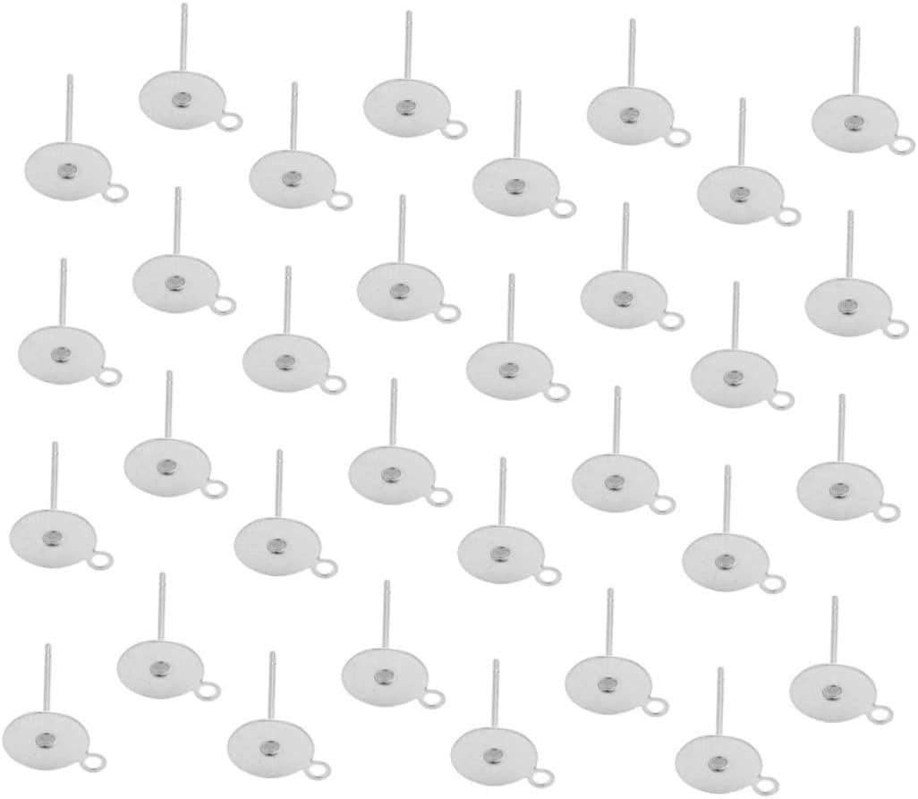 BESPORTBLE 100pcs Stainless Steel Earring Posts Loop Flat Round Blank Pegs for DIY Jewelry Making Lightweight Ear Components for Crafts and Designs