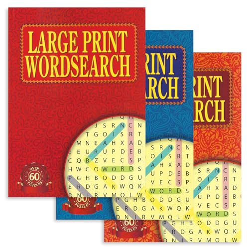 WF Graham Pack of 3 A4 Large Print Word Search Books for Adults | Adult Activity Book with over 60 Fun and Challenging Wordsearch Puzzles Per Book | Gift for Elderly or Partially Sighted People