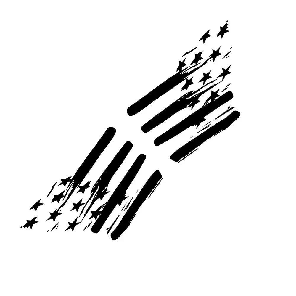 Pickup Rear Trunk Bed Side Stickers Truck Graphics American Flag Decor Cover Vinyl Decals(Black)