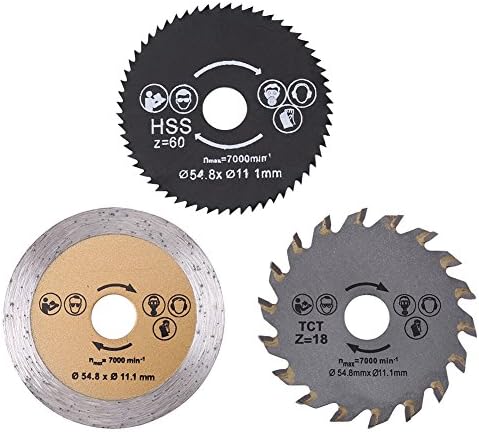 3pcs Circular Saw 54.8mm HSS Mini Blade Cutting Disk Kit Rotary Tool with Mandrel