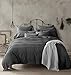 Doffapd Duvet Cover King, Washed Cotton Duvet Cover Set - 3 Piece (King, Dark Gray)