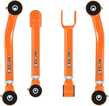 CORE 4X4-4pc Cruise Series Front Adjustable Control Arm Kit - Compatible with Jeep Cherokee XJ 86-01Jeep Comanche MJ 86-92 Orange