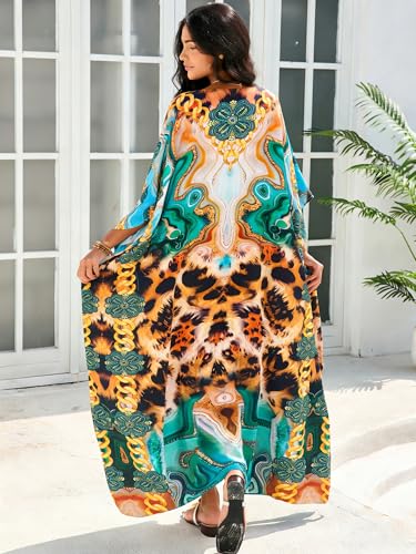 Image of Moss Rose Kaftan Dresses for Women Summer Swimsuit Cover up Caftan Dress